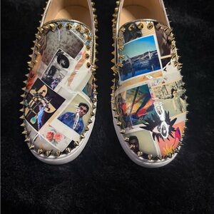 Christian Louboutin Artistic Collage Flats with Gold Studs *No Box*